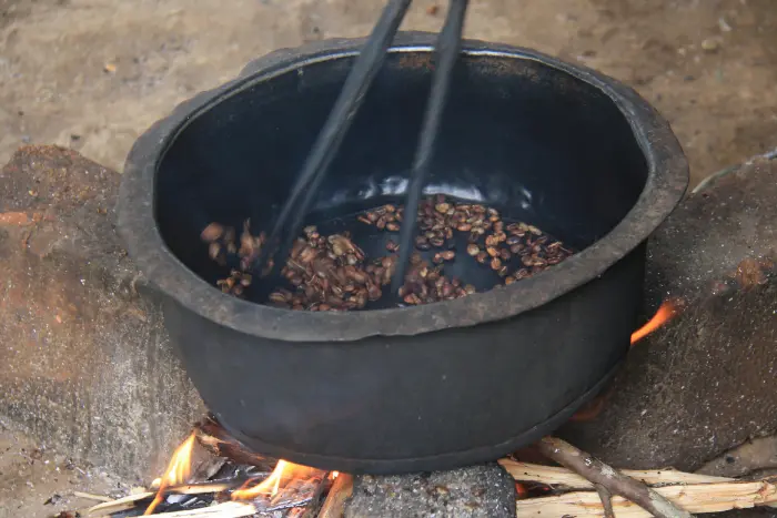 Immersion-culture-tanzanie photo sur le café en train de cuire sur feu de bois